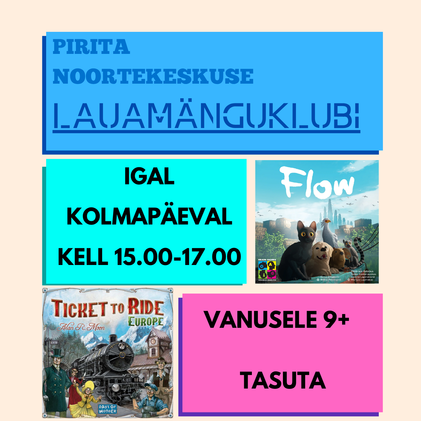 Igal kolmapäev kell 15.00 lauamänguklubi
